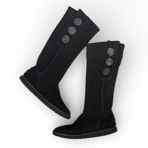 Ugg Classic Cardy 3 Button Knit Tall Boots Black Size 7